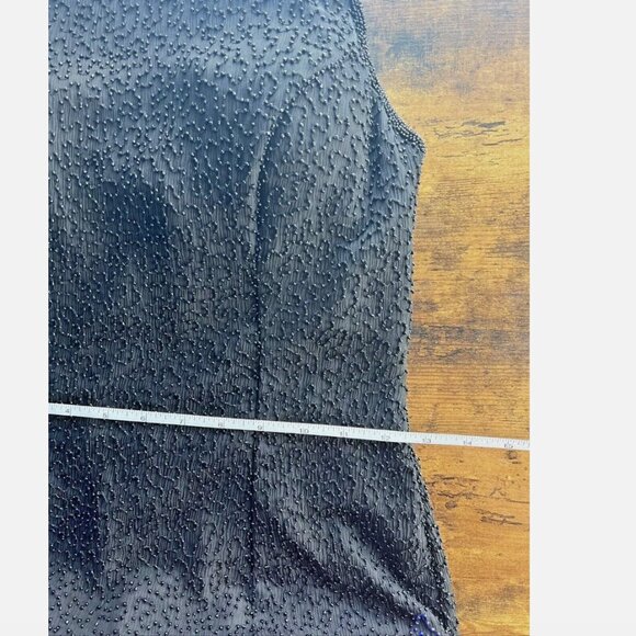 Cassandra Stone Fully Beaded Black Blue Ombre Silk Evening Gown - Size 2 - Picture 8 of 11